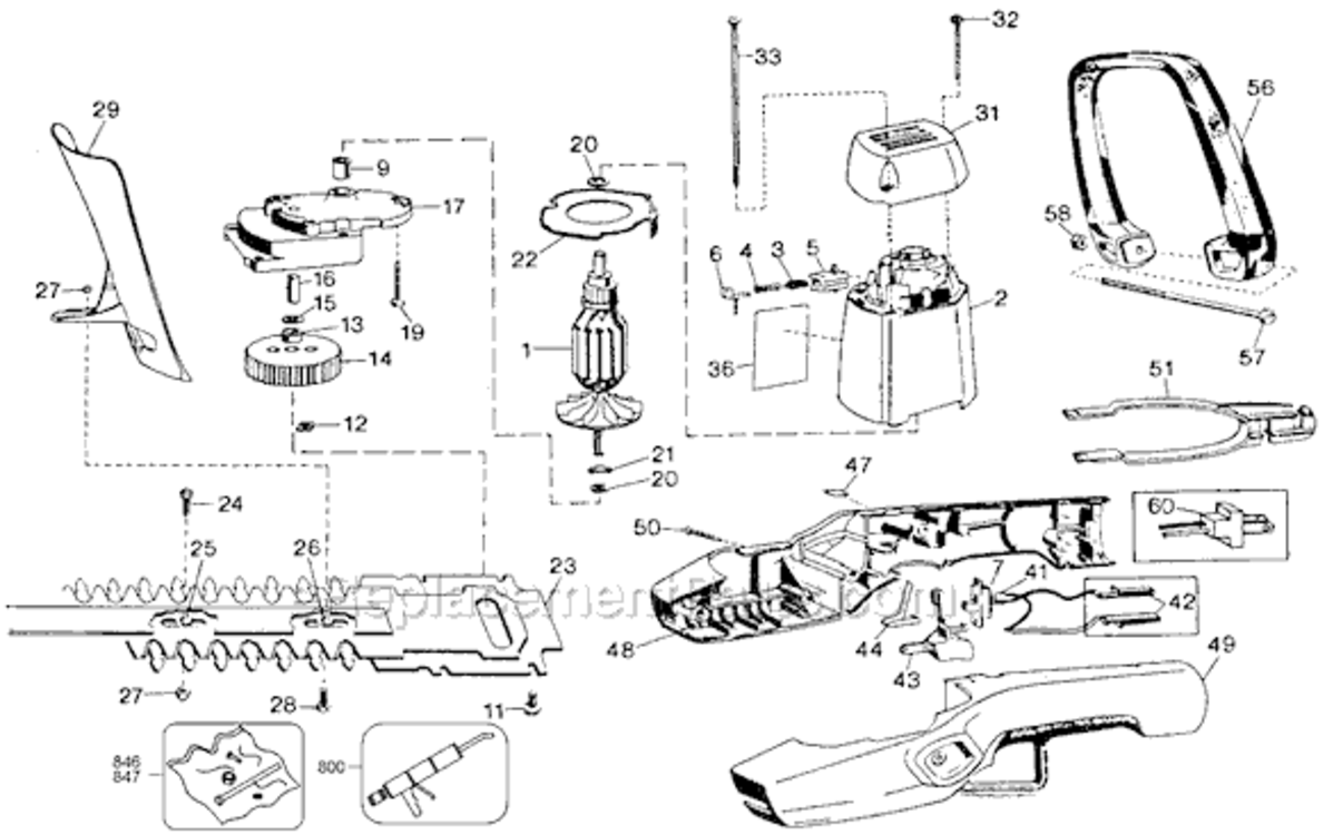 Page A Diagram and Parts List for 8144 Type 6 Black and Decker Hedge Trimmer